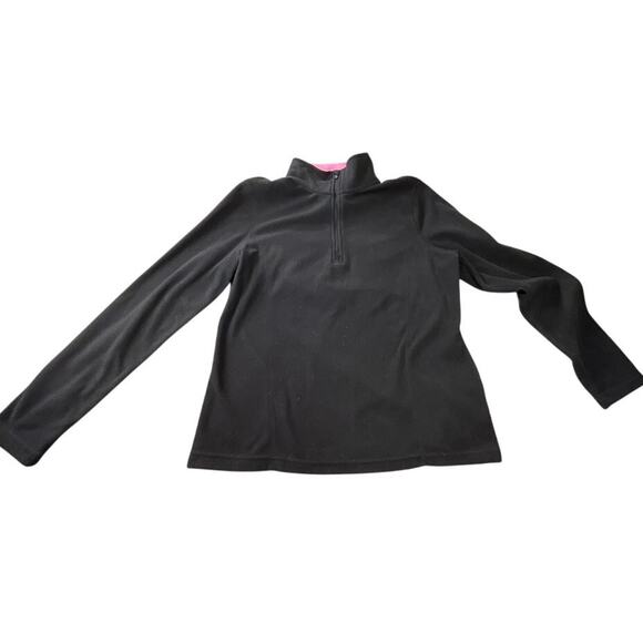 Danskin Now 1/4 Zip Black Fleece Pullover, Medium (8-10), Pink Accent - Picture 1 of 5